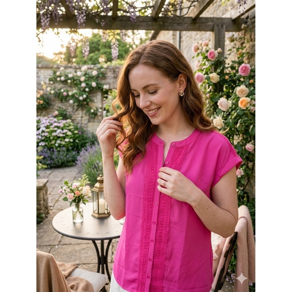 Fortune Ivy Blouse Button Front.  Size XL. Small Spot See Picture. Romantic.